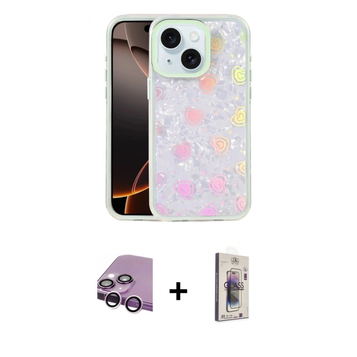 MARSİLYAN™- iPhone 14 Kılıf Odak Prime - Siyah Bilvis 3D Cam Ekran Koruyucu + Raze Metal Kamera Lens - MR