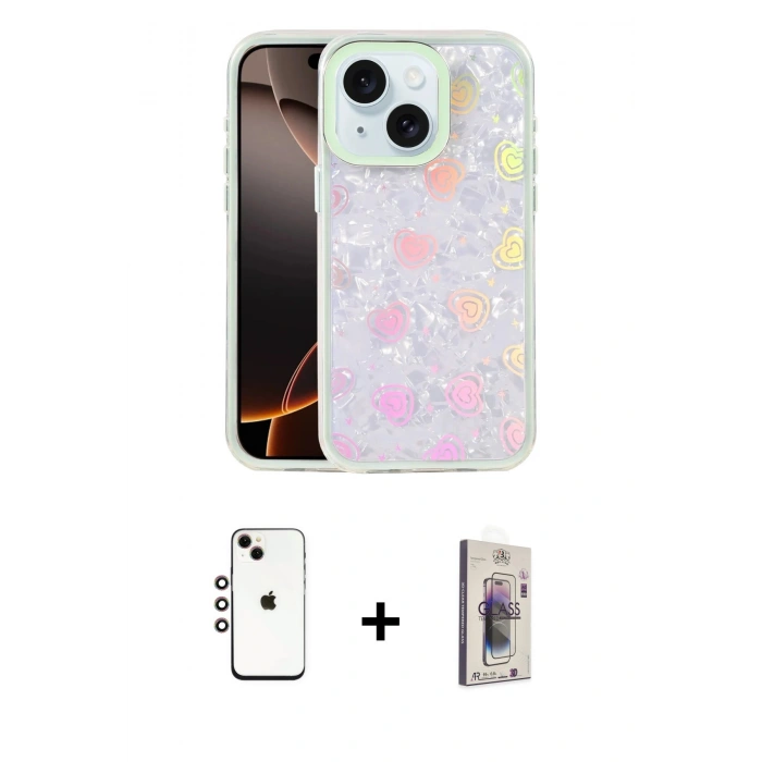 MARSİLYAN™- iPhone 14 Kılıf Odak Prime - Siyah Bilvis 3D Cam Ekran Koruyucu + Shine Kamera Lens - GI