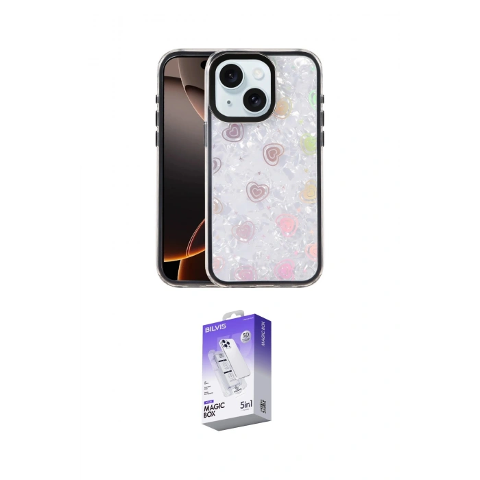 MARSİLYAN™- iPhone 14 Kılıf Odak Prime - Siyah Bilvis 5in1 3D Magic Cam Ekran Koruyucu