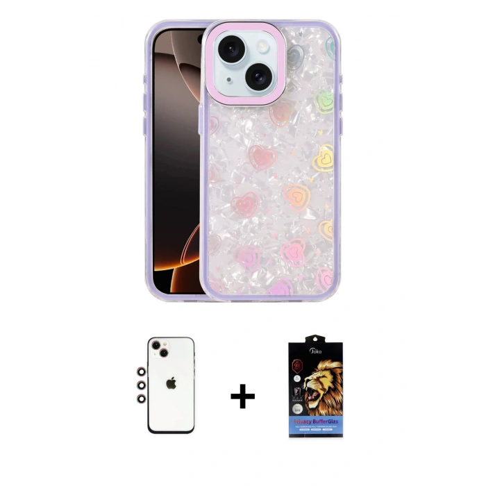 MARSİLYAN™- iPhone 14 Kılıf Odak Prime - Siyah Buffer Hayalet Cam Ekran Koruyucu + Shine Kamera Lens - GI