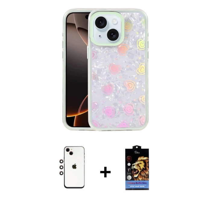 MARSİLYAN™- iPhone 14 Kılıf Odak Prime - Siyah Buffer Hayalet Cam Ekran Koruyucu + Shine Kamera Lens - GI