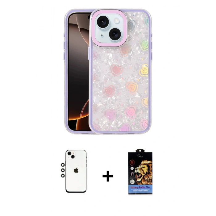 MARSİLYAN™- iPhone 14 Kılıf Odak Prime - Siyah Buffer Hayalet Cam Ekran Koruyucu + Shine Kamera Lens - GS