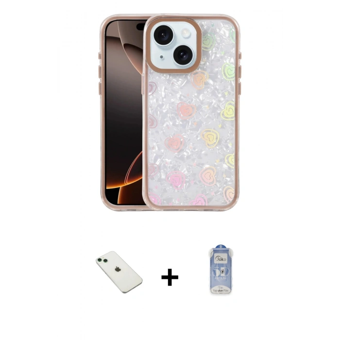MARSİLYAN™- iPhone 14 Kılıf Odak Prime - Siyah Joko Magic 5D Cam + Diamond Kamera Lens - YL