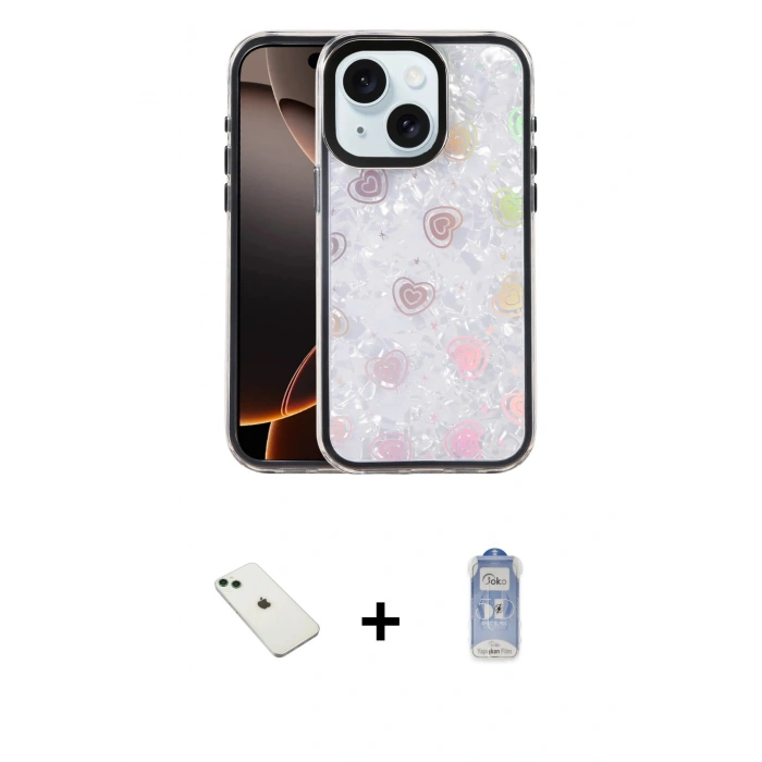 MARSİLYAN™- iPhone 14 Kılıf Odak Prime - Siyah Joko Magic 5D Cam + Diamond Kamera Lens - YL
