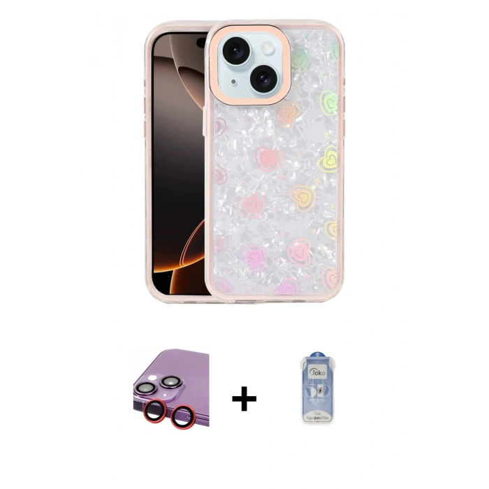 MARSİLYAN™- iPhone 14 Kılıf Odak Prime - Siyah Joko Magic 5D Cam + Raze Metal Kamera Lens - KI
