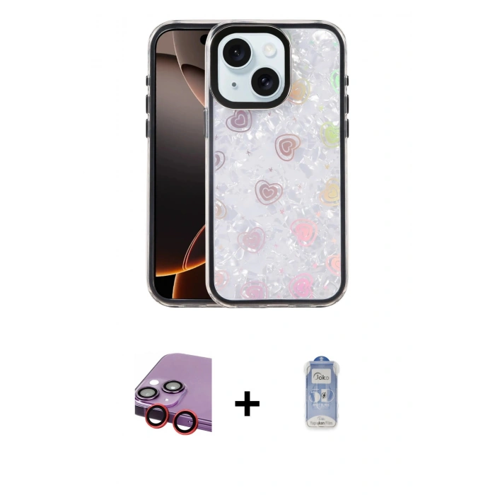 MARSİLYAN™- iPhone 14 Kılıf Odak Prime - Siyah Joko Magic 5D Cam + Raze Metal Kamera Lens - KI