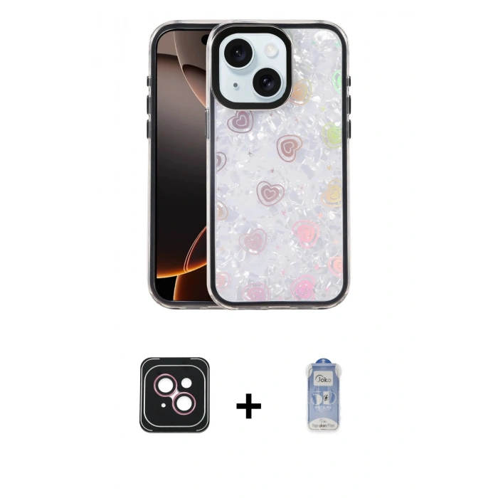 MARSİLYAN™- iPhone 14 Kılıf Odak Prime - Siyah Joko Magic 5D Cam + PVD Metal Kamera Lens - PE