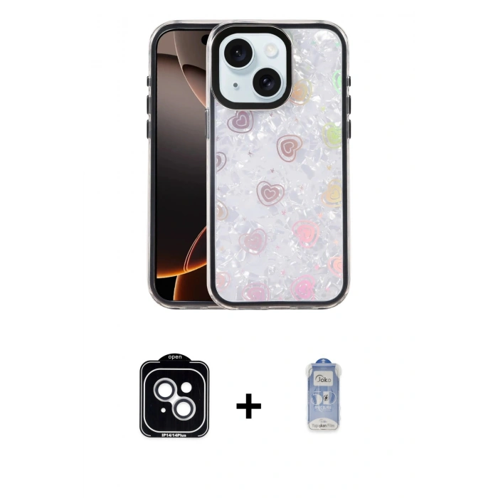 MARSİLYAN™- iPhone 14 Kılıf Odak Prime - Siyah Joko Magic 5D Cam + PVD Metal Kamera Lens - GS