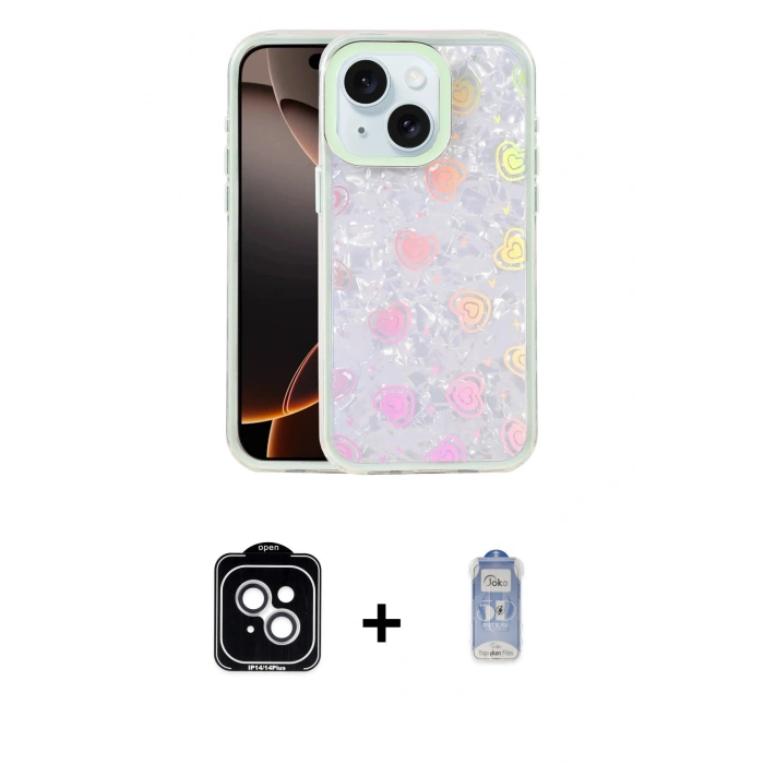 MARSİLYAN™- iPhone 14 Kılıf Odak Prime - Siyah Joko Magic 5D Cam + PVD Metal Kamera Lens - GS