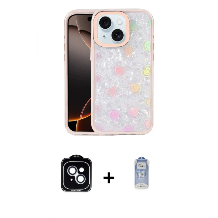 MARSİLYAN™- iPhone 14 Kılıf Odak Prime - Siyah Joko Magic 5D Cam + PVD Metal Kamera Lens - MI