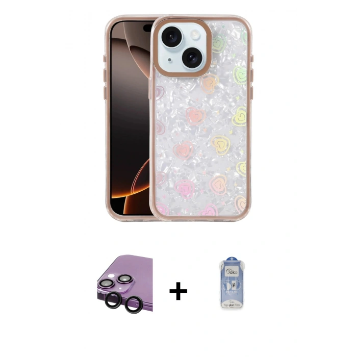 MARSİLYAN™- iPhone 14 Kılıf Odak Prime - Siyah Joko Magic 5D Cam + Raze Metal Kamera Lens - SH