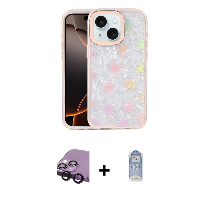 MARSİLYAN™- iPhone 14 Kılıf Odak Prime - Siyah Joko Magic 5D Cam + Raze Metal Kamera Lens - SH