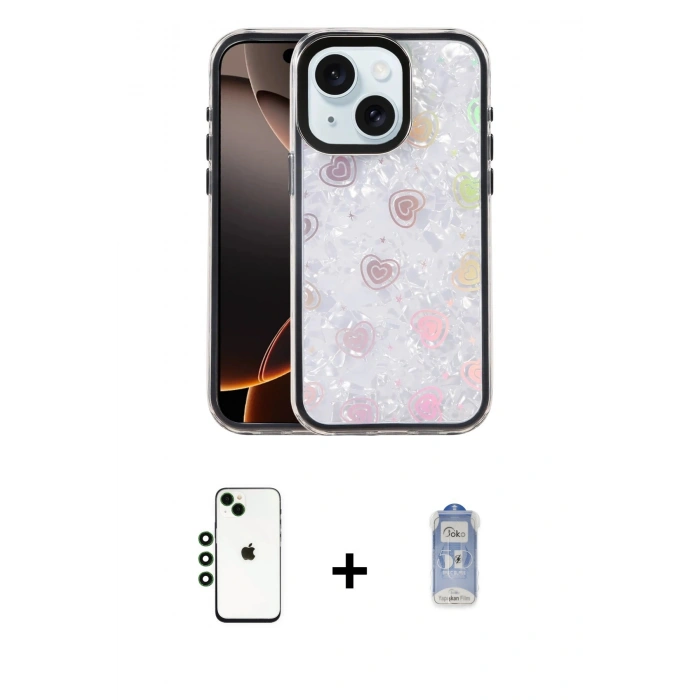 MARSİLYAN™- iPhone 14 Kılıf Odak Prime - Siyah Joko Magic 5D Cam + Shine Kamera Lens - YL