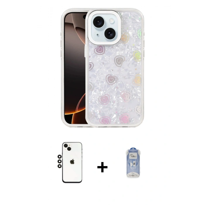 MARSİLYAN™- iPhone 14 Kılıf Odak Prime - Siyah Joko Magic 5D Cam + Siyah Shine Kamera Lens