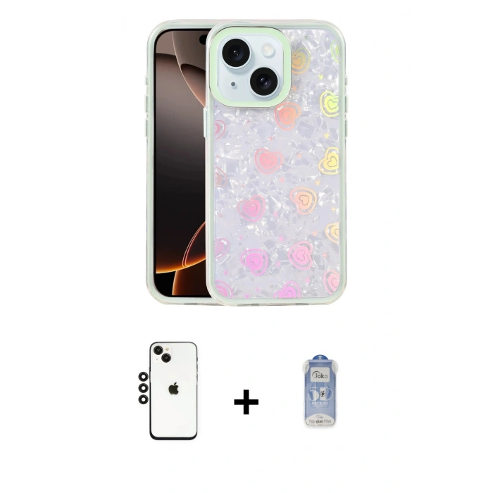 MARSİLYAN™- iPhone 14 Kılıf Odak Prime - Siyah Joko Magic 5D Cam + Siyah Shine Kamera Lens