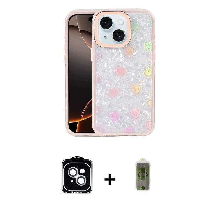 MARSİLYAN™- iPhone 14 Kılıf Odak Prime - Siyah Joko Magic 5D Hayalet Cam + PVD Metal Kamera Lens - GS