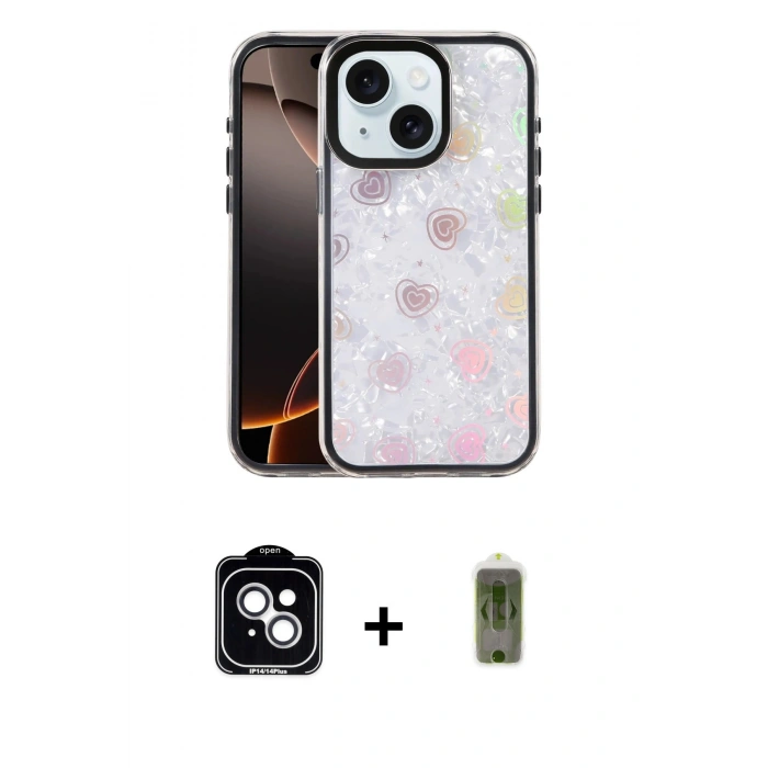 MARSİLYAN™- iPhone 14 Kılıf Odak Prime - Siyah Joko Magic 5D Hayalet Cam + PVD Metal Kamera Lens - GS