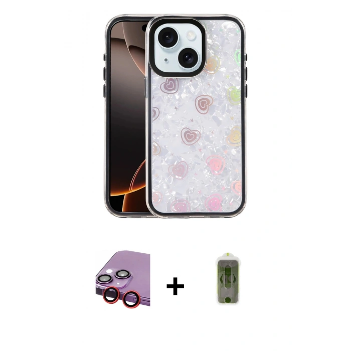 MARSİLYAN™- iPhone 14 Kılıf Odak Prime - Siyah Joko Magic 5D Hayalet Cam + Raze Metal Kamera Lens - KI