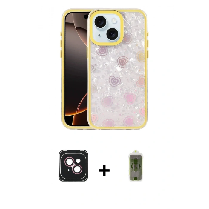 MARSİLYAN™- iPhone 14 Kılıf Odak Prime - Siyah Joko Magic 5D Hayalet Cam + PVD Metal Kamera Lens - PE