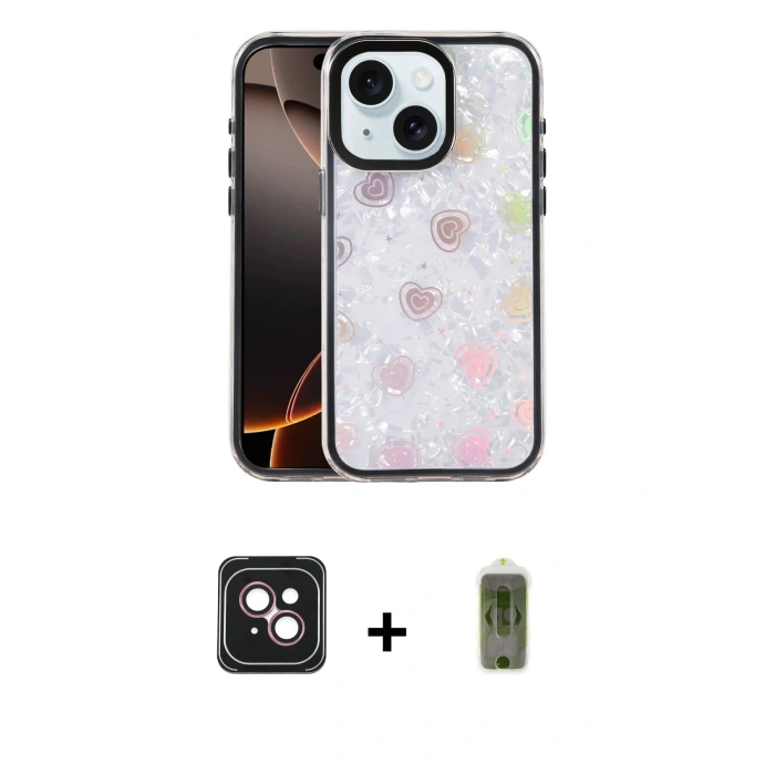 MARSİLYAN™- iPhone 14 Kılıf Odak Prime - Siyah Joko Magic 5D Hayalet Cam + PVD Metal Kamera Lens - PE