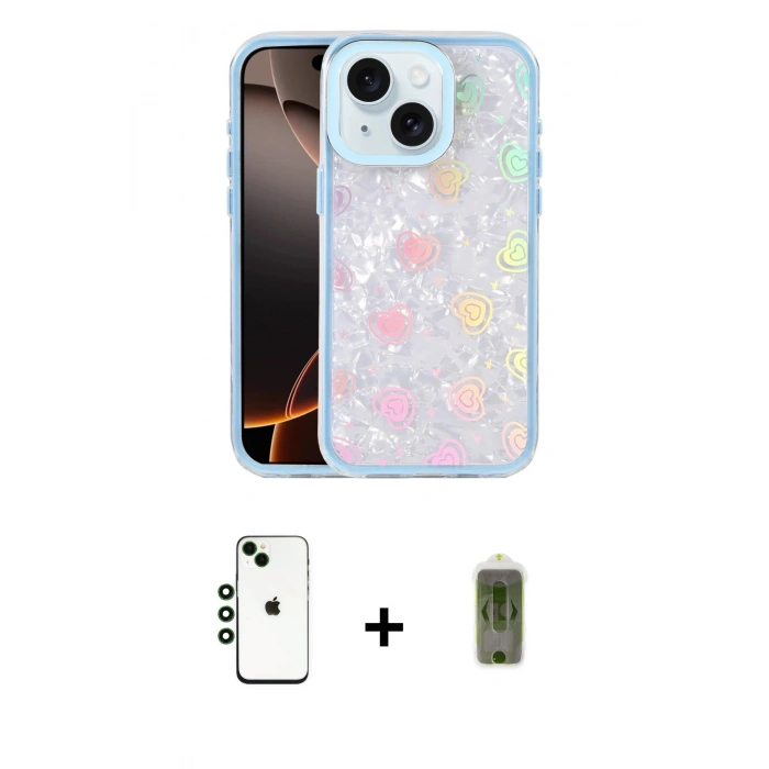 MARSİLYAN™- iPhone 14 Kılıf Odak Prime - Siyah Joko Magic 5D Hayalet Cam + Shine Kamera Lens - YL