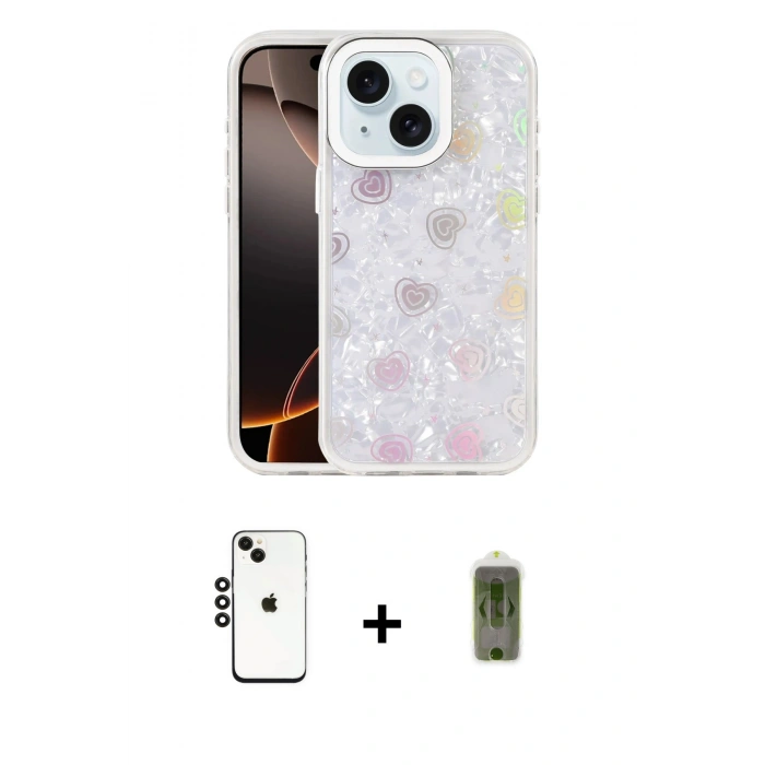 MARSİLYAN™- iPhone 14 Kılıf Odak Prime - Siyah Joko Magic 5D Hayalet Cam + Shine Kamera Lens - SH