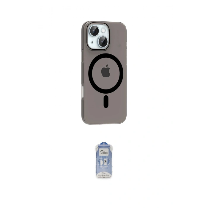 MARSİLYAN™- iPhone 14 Kılıf Pusula Form Özel Seri - Siyah Joko Magic 5D Cam