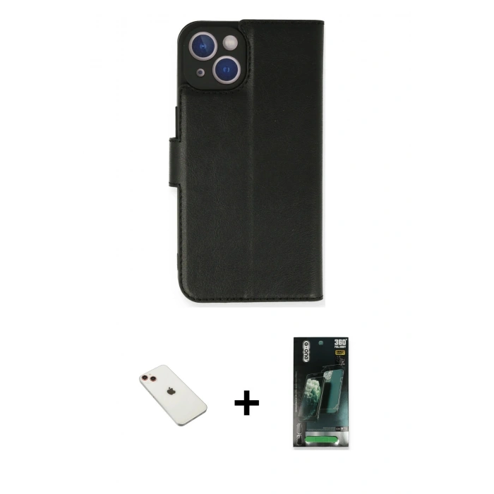 MARSİLYAN™- iPhone 14 Kılıf Siluet Işık Serisi - Şeffaf 360 Full Body Arka Koruyucu + Diamond Kamera Lens - KI