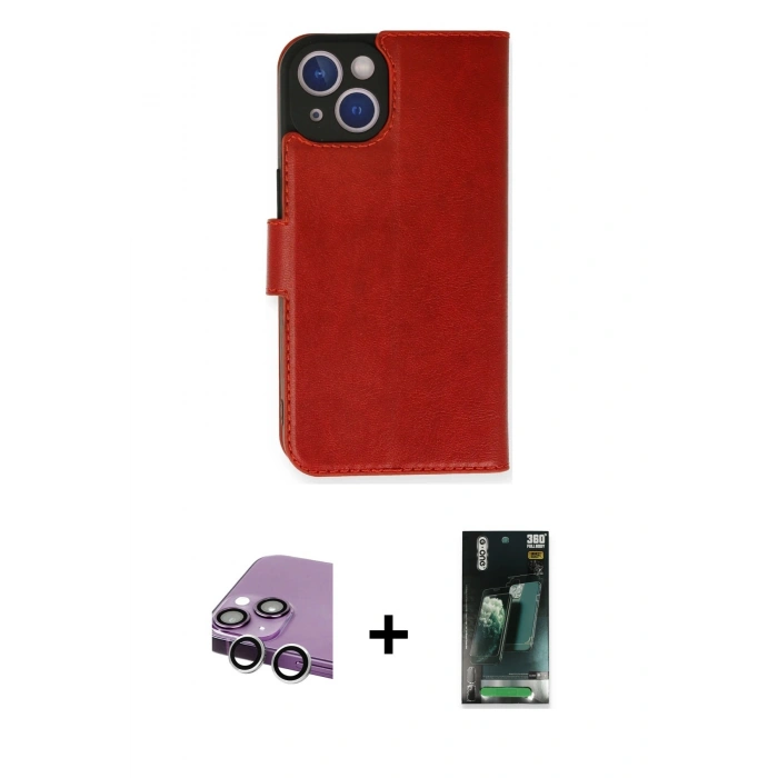 MARSİLYAN™- iPhone 14 Kılıf Siluet Işık Serisi - Şeffaf 360 Full Body Arka Koruyucu + Raze Metal Kamera Lens - GS