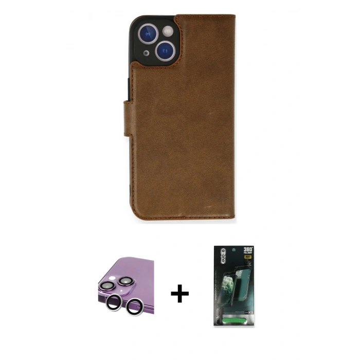 MARSİLYAN™- iPhone 14 Kılıf Siluet Işık Serisi - Şeffaf 360 Full Body Arka Koruyucu + Raze Metal Kamera Lens - GS