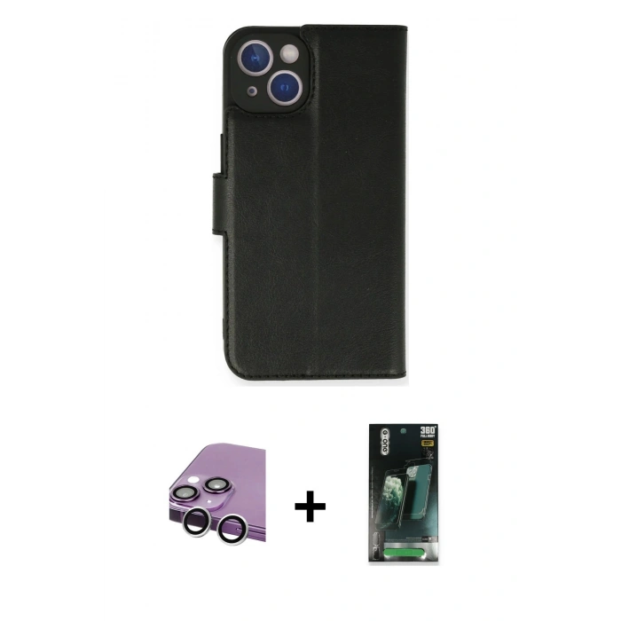 MARSİLYAN™- iPhone 14 Kılıf Siluet Işık Serisi - Şeffaf 360 Full Body Arka Koruyucu + Raze Metal Kamera Lens - GS