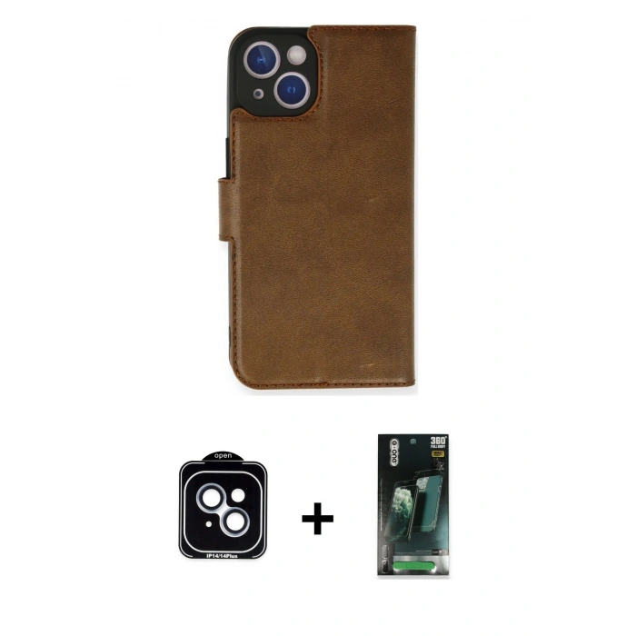 MARSİLYAN™- iPhone 14 Kılıf Siluet Işık Serisi - Şeffaf 360 Full Body Arka Koruyucu + PVD Metal Kamera Lens - MI
