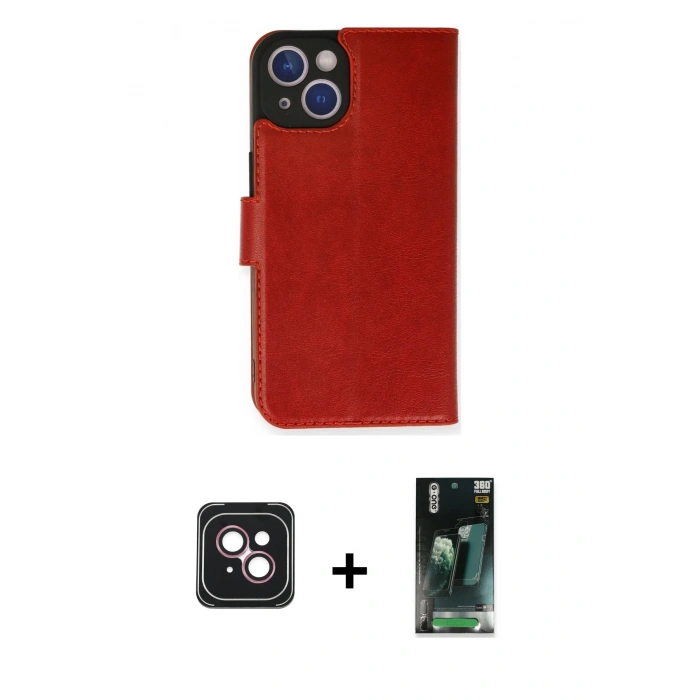 MARSİLYAN™- iPhone 14 Kılıf Siluet Işık Serisi - Şeffaf 360 Full Body Arka Koruyucu + PVD Metal Kamera Lens - PE