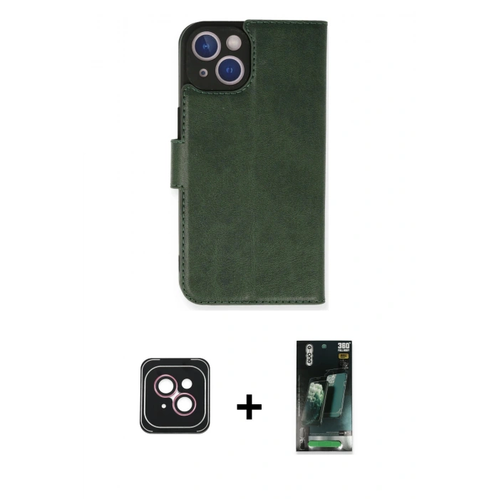 MARSİLYAN™- iPhone 14 Kılıf Siluet Işık Serisi - Şeffaf 360 Full Body Arka Koruyucu + PVD Metal Kamera Lens - PE