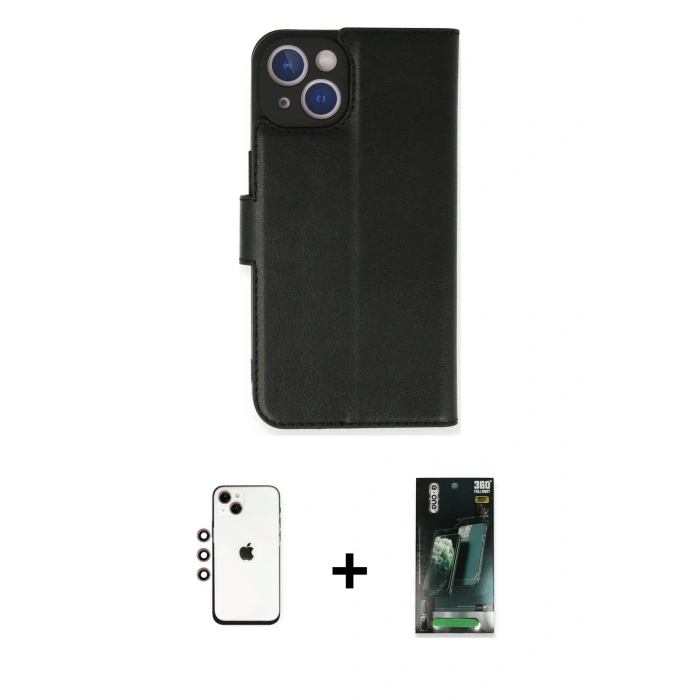 MARSİLYAN™- iPhone 14 Kılıf Siluet Işık Serisi - Şeffaf 360 Full Body Arka Koruyucu + Shine Kamera Lens - GI