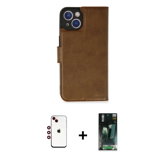 MARSİLYAN™- iPhone 14 Kılıf Siluet Işık Serisi - Şeffaf 360 Full Body Arka Koruyucu + Shine Kamera Lens - KI