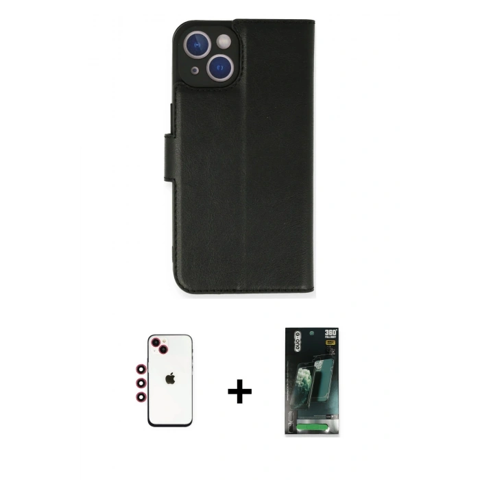 MARSİLYAN™- iPhone 14 Kılıf Siluet Işık Serisi - Şeffaf 360 Full Body Arka Koruyucu + Shine Kamera Lens - KI