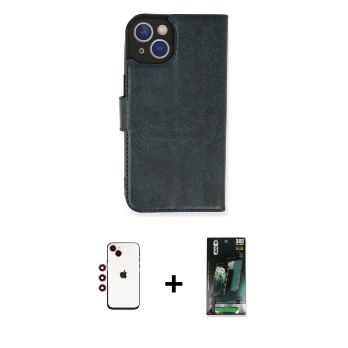 MARSİLYAN™- iPhone 14 Kılıf Siluet Işık Serisi - Şeffaf 360 Full Body Arka Koruyucu + Shine Kamera Lens - KI