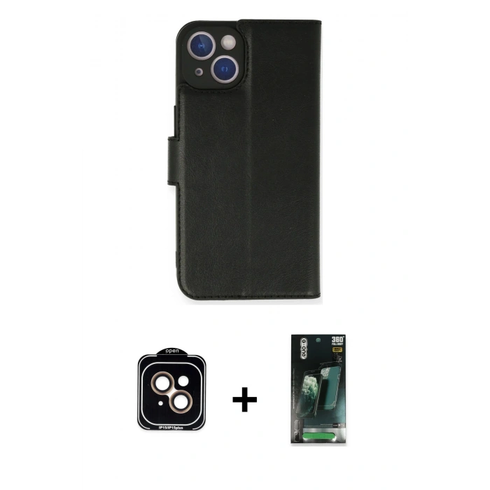 MARSİLYAN™- iPhone 14 Kılıf Siluet Işık Serisi - Şeffaf 360 Full Body Arka Koruyucu + PVD Metal Kamera Lens - TU