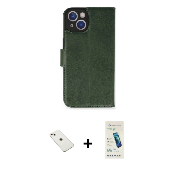 MARSİLYAN™- iPhone 14 Kılıf Siluet Işık Serisi - Şeffaf Pasifik Cam Ekran Koruyucu + Diamond Kamera Lens - PE