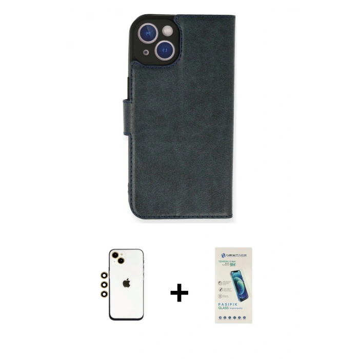 MARSİLYAN™- iPhone 14 Kılıf Siluet Işık Serisi - Şeffaf Pasifik Cam Ekran Koruyucu + Shine Kamera Lens - GD