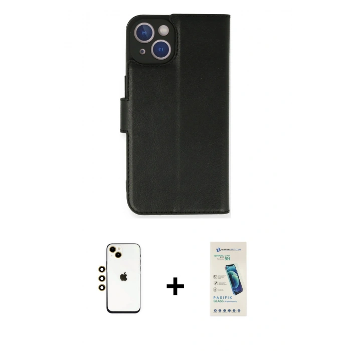 MARSİLYAN™- iPhone 14 Kılıf Siluet Işık Serisi - Şeffaf Pasifik Cam Ekran Koruyucu + Shine Kamera Lens - GD
