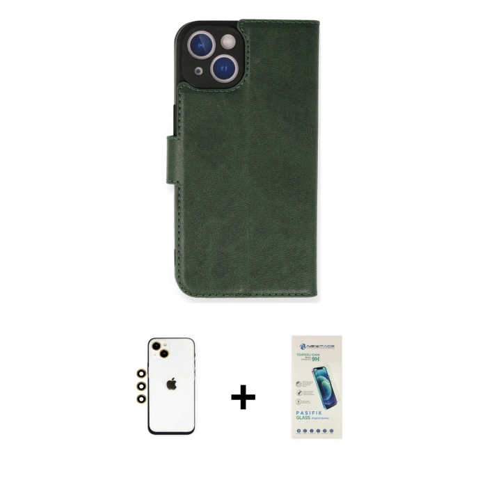 MARSİLYAN™- iPhone 14 Kılıf Siluet Işık Serisi - Şeffaf Pasifik Cam Ekran Koruyucu + Shine Kamera Lens - GD