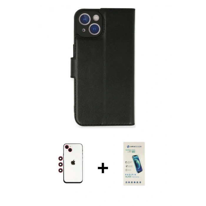 MARSİLYAN™- iPhone 14 Kılıf Siluet Işık Serisi - Şeffaf Pasifik Cam Ekran Koruyucu + Shine Kamera Lens - KI
