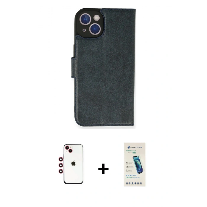 MARSİLYAN™- iPhone 14 Kılıf Siluet Işık Serisi - Şeffaf Pasifik Cam Ekran Koruyucu + Shine Kamera Lens - KI