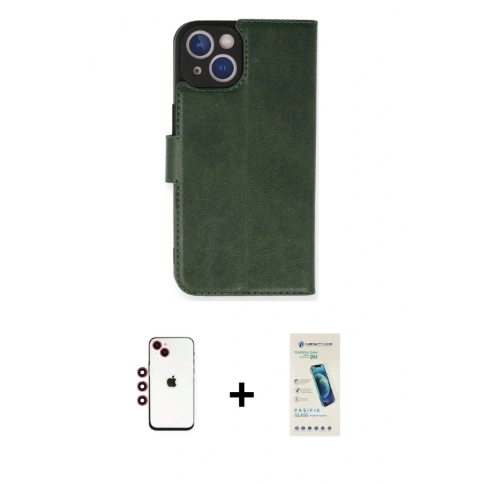 MARSİLYAN™- iPhone 14 Kılıf Siluet Işık Serisi - Şeffaf Pasifik Cam Ekran Koruyucu + Shine Kamera Lens - KI