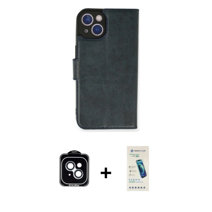MARSİLYAN™- iPhone 14 Kılıf Siluet Işık Serisi - Şeffaf Pasifik Cam Ekran Koruyucu + PVD Metal Kamera Lens - MI
