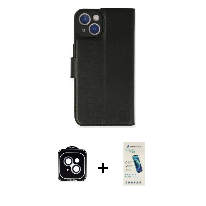 MARSİLYAN™- iPhone 14 Kılıf Siluet Işık Serisi - Şeffaf Pasifik Cam Ekran Koruyucu + PVD Metal Kamera Lens - MI