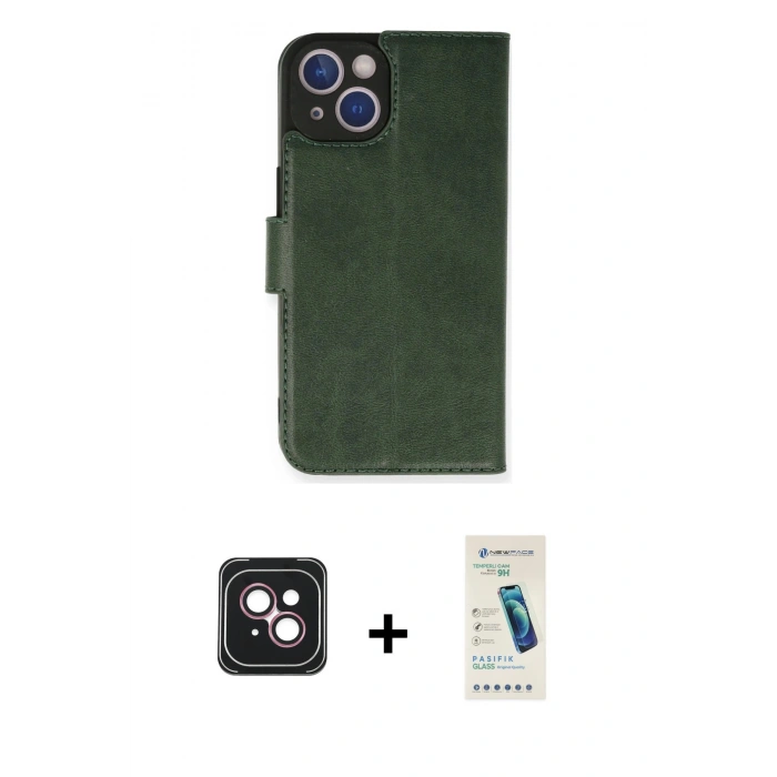 MARSİLYAN™- iPhone 14 Kılıf Siluet Işık Serisi - Şeffaf Pasifik Cam Ekran Koruyucu + PVD Metal Kamera Lens - PE