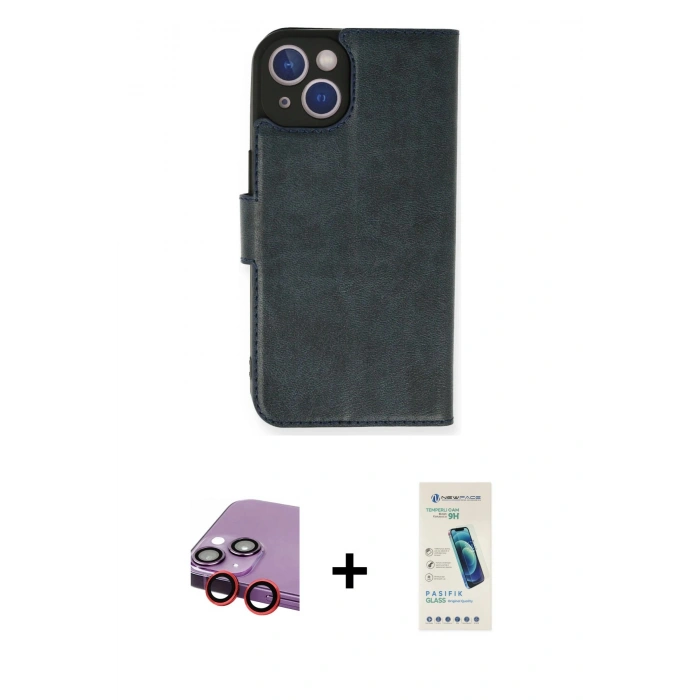MARSİLYAN™- iPhone 14 Kılıf Siluet Işık Serisi - Şeffaf Pasifik Cam Ekran Koruyucu + Raze Metal Kamera Lens - KI